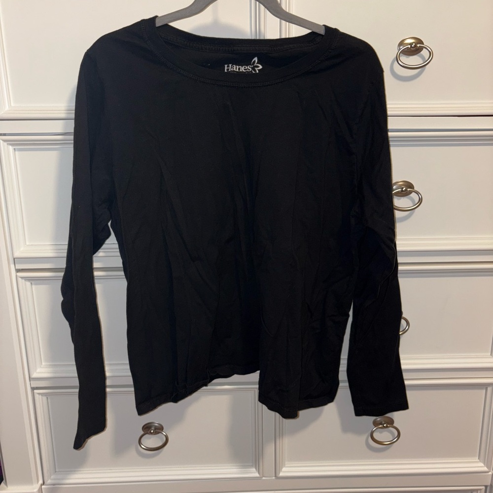 Hanes Women's Classic Black Long Sleeve Tee